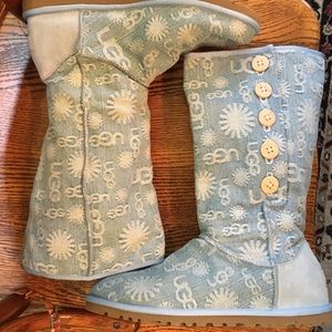 UGG Blue Denim Side Button Boots